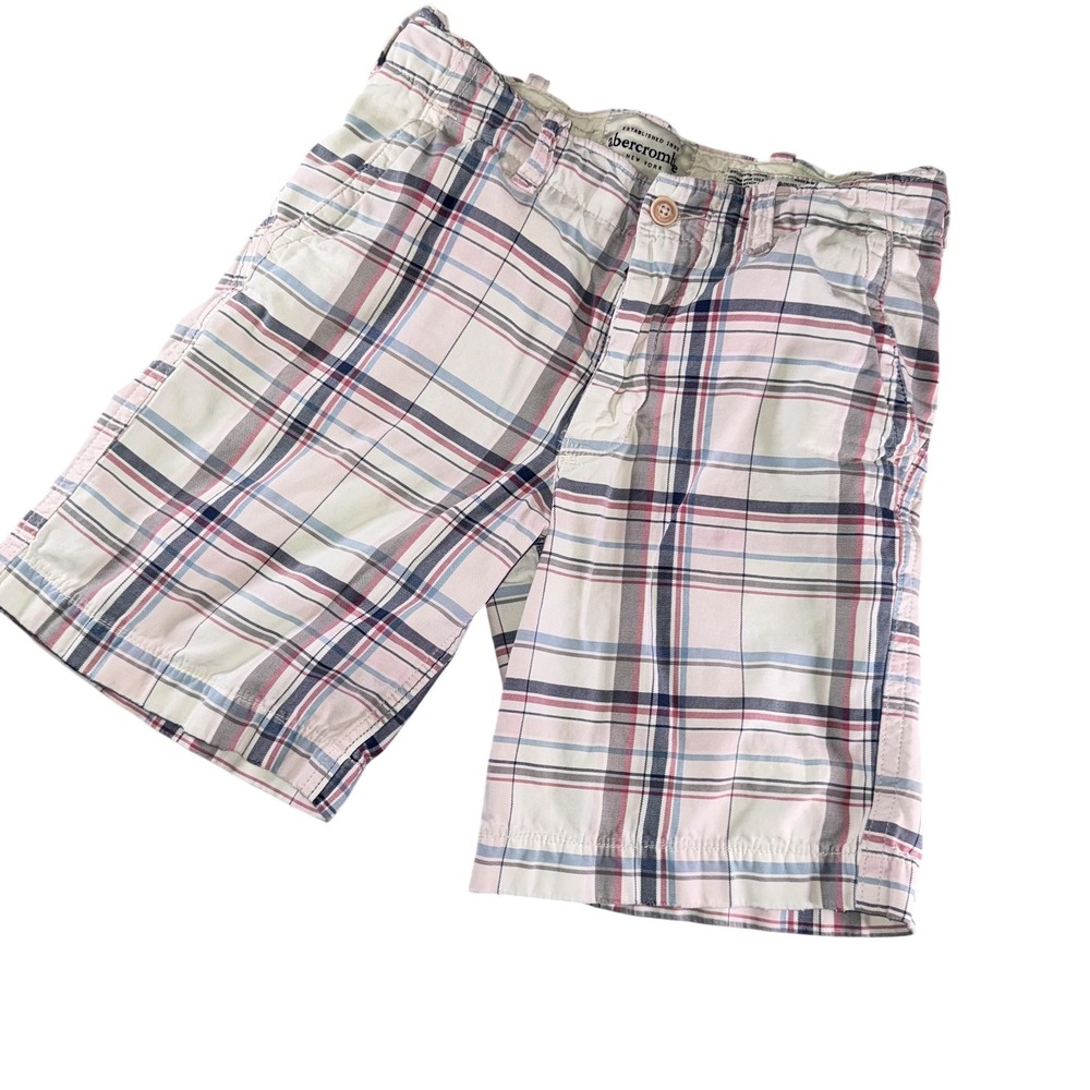 Abercrombie Shorts Boys 16‎ Multicolor Plaid Cargo 100% Cotton 9 Inseam Casual